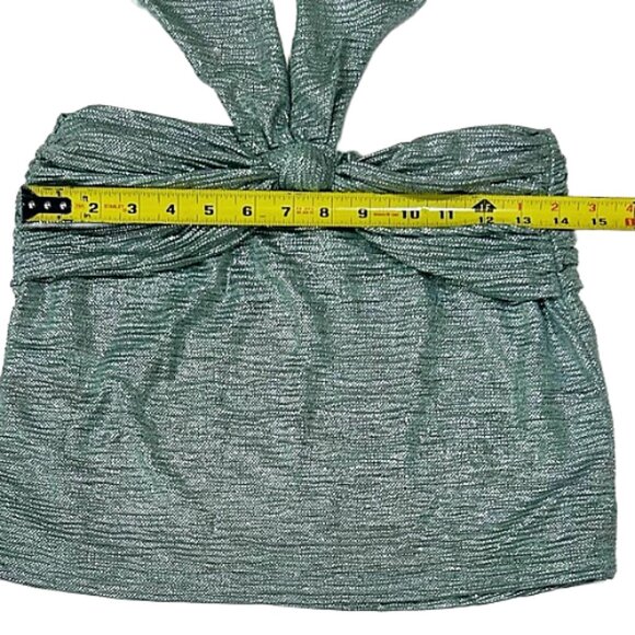 NWT Outcast Winslet Mini Dress Metallic Sage Halter Bodycon Sexy Glam M - Picture 11 of 14